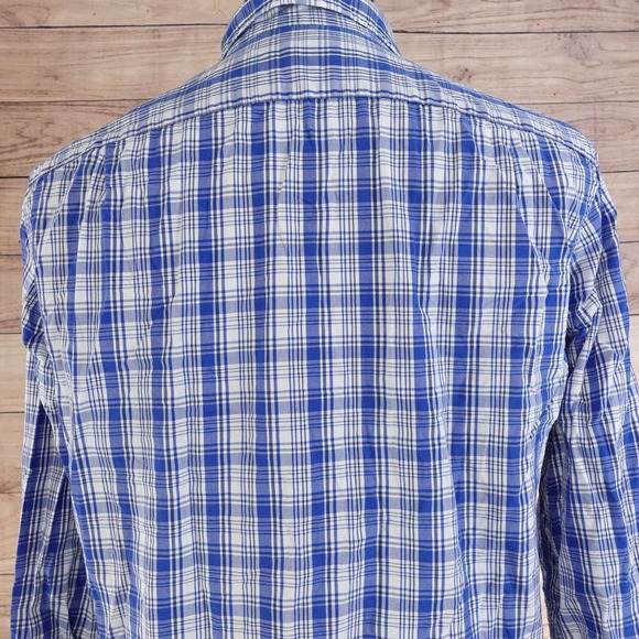J.CREW MEN'S CASUAL BUTTON UP SHIRT PLAID TAILORED FIT SIZE M BLUE WASHED - Picture 4 of 6